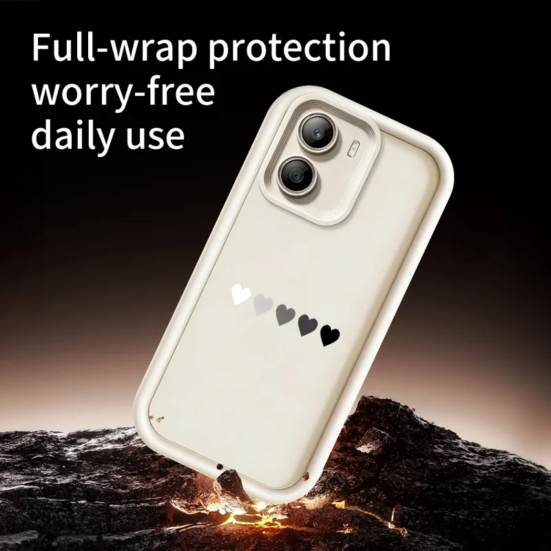 غطاء خلفي لهاتف Xiaomi Poco X7 Pro 5G من مادة TPU، مقاوم للانزلاق بنمط خمس قلوب - أبيض