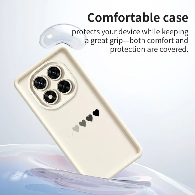 Obudowa TPU z gumowaną powierzchnią i wzorem pięciu serc dla Xiaomi Redmi Note 15 Pro+ 5G (Global) / Poco M8 Pro 5G, antypoślizgowa, biała