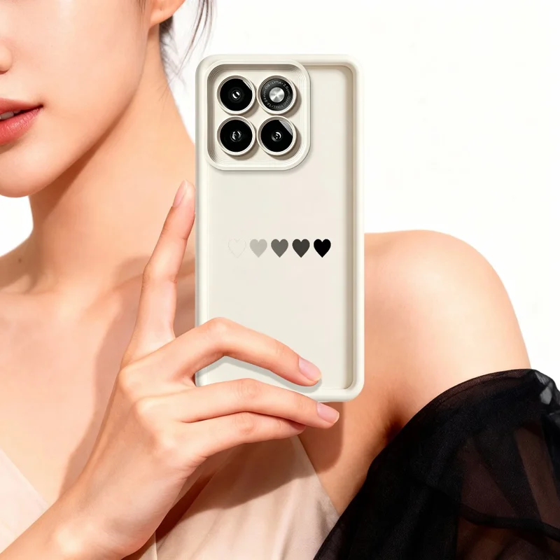 For Motorola Moto G86 5G TPU Case Rubberized Anti-Slip Five Heart Pattern Phone Back Cover - White