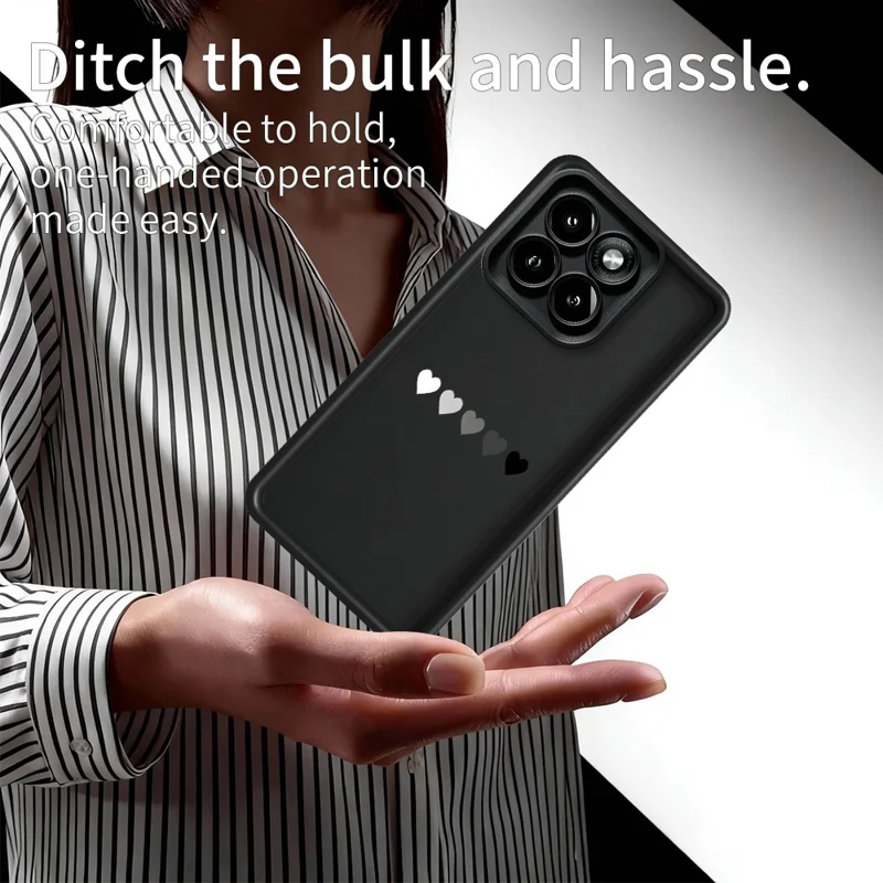 For Motorola Moto G86 5G TPU Case Rubberized Anti-Slip Five Heart Pattern Phone Back Cover - White