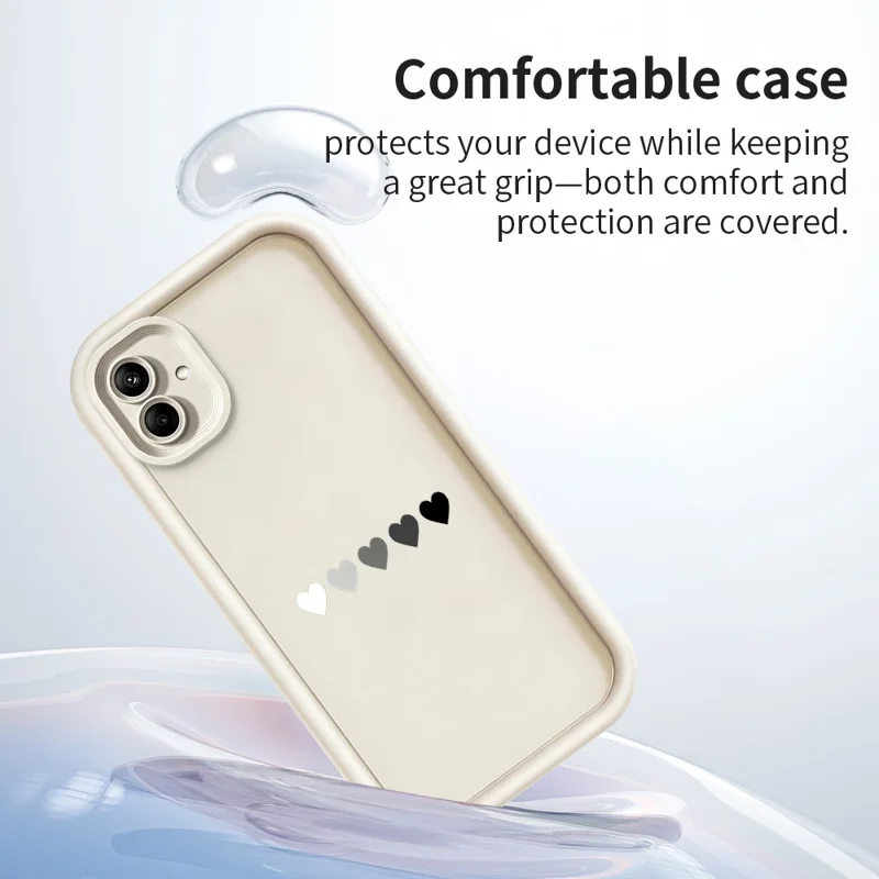 For Samsung Galaxy A08 4G  /  A07 4G TPU Case Rubberized Anti-Slip Five Heart Pattern Phone Back Cover - White