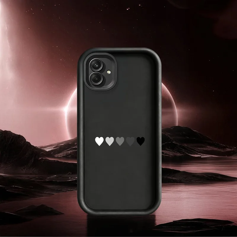 For Samsung Galaxy A08 4G  /  A07 4G TPU Case Rubberized Anti-Slip Five Heart Pattern Phone Back Cover - White