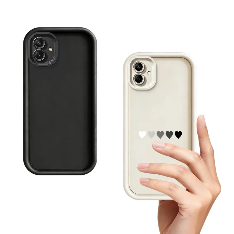 For Samsung Galaxy A08 4G  /  A07 4G TPU Case Rubberized Anti-Slip Five Heart Pattern Phone Back Cover - White