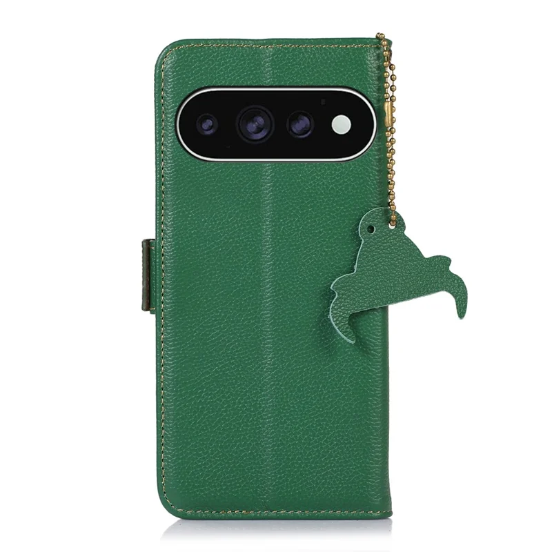 Für Google Pixel 11 Pro / 11 Hülle RFID-Schutz Strukturiertes Echtes Rindsleder Handycover - Grün