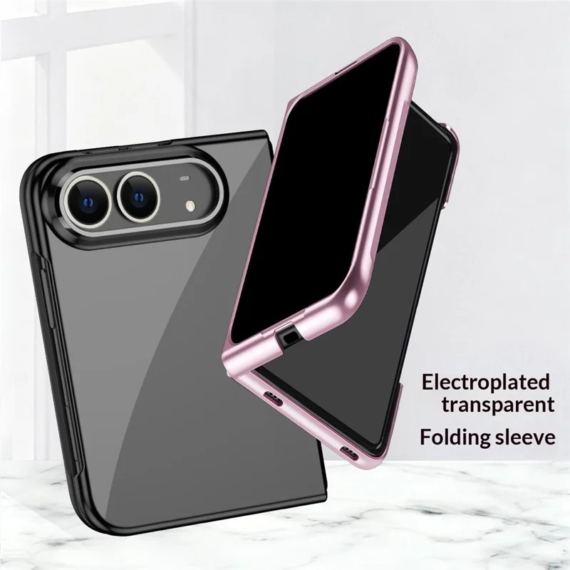 Coque transparente rigide en PC chromée pour iPhone Duo - Rose Gold
