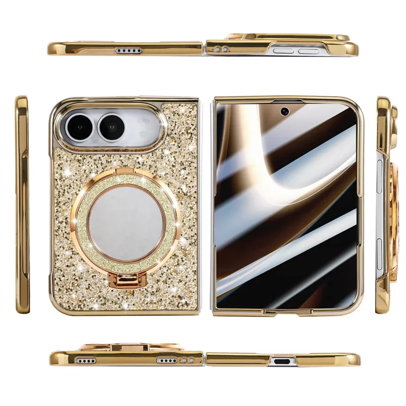 For iPhone Duo Case Kickstand TPU+PC Telefoonhoes met Spiegel - Goud