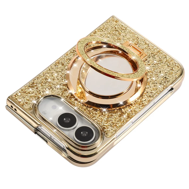 For iPhone Duo Case Kickstand TPU+PC Telefoonhoes met Spiegel - Goud