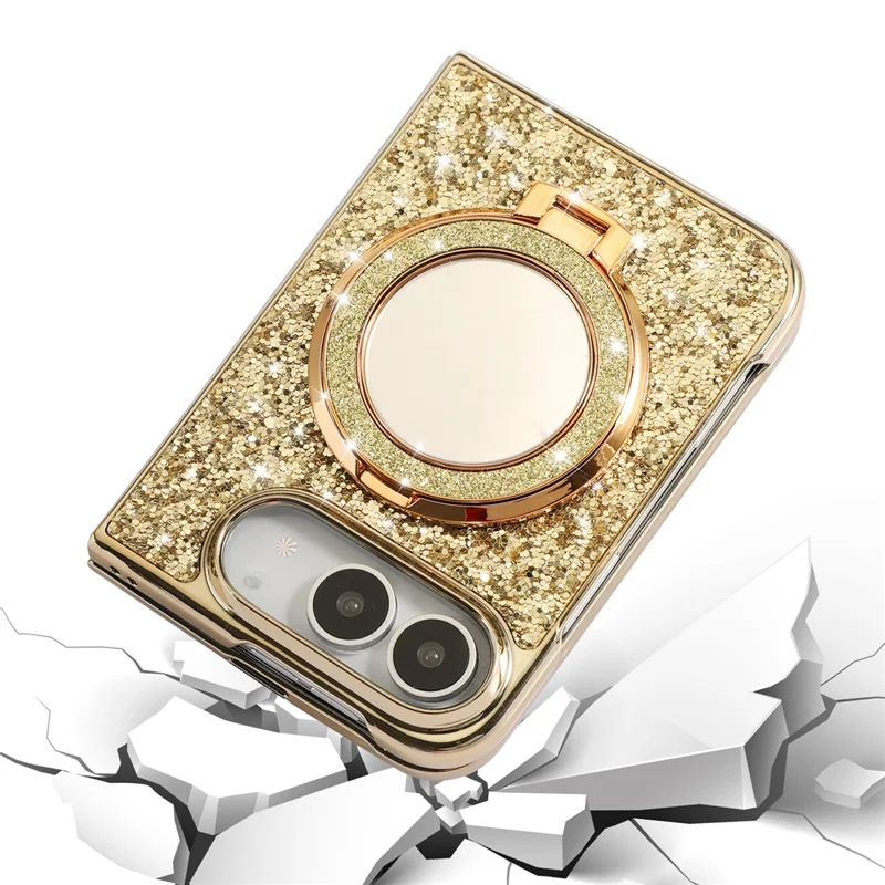 For iPhone Duo Case Kickstand TPU+PC Telefoonhoes met Spiegel - Goud