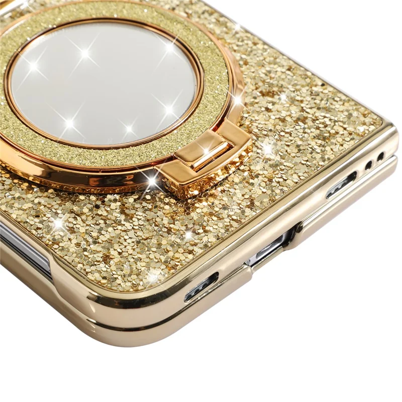 For iPhone Duo Case Kickstand TPU+PC Telefoonhoes met Spiegel - Goud
