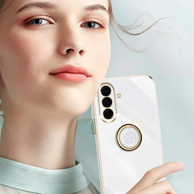 Futerał do Samsung Galaxy A27 5G z pierścieniem, podstawką i powłoką elektrolityczną TPU - Czarny