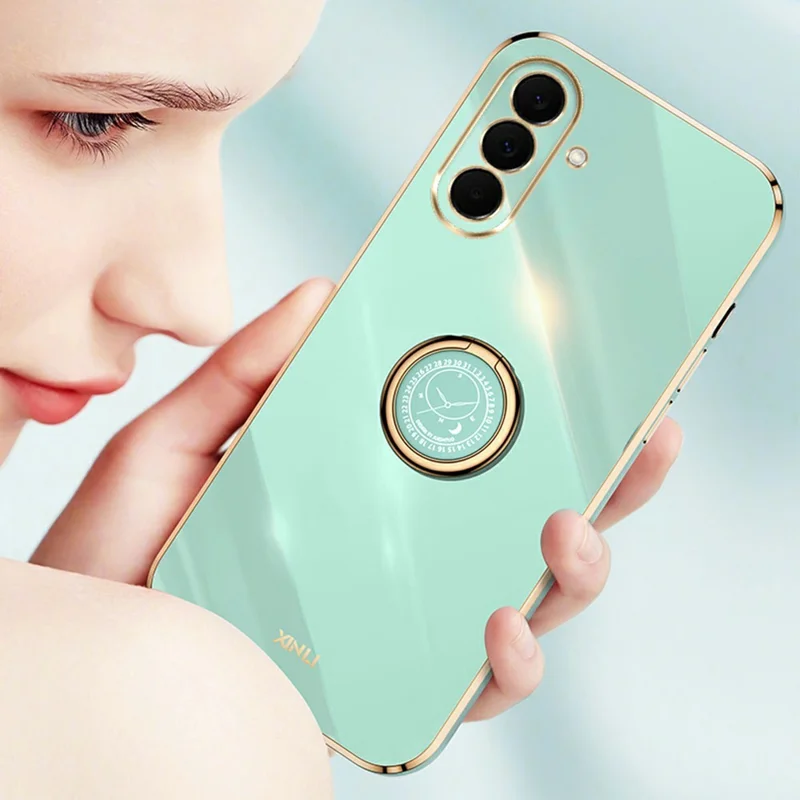 Futerał do Samsung Galaxy A27 5G z pierścieniem, podstawką i powłoką elektrolityczną TPU - Czarny