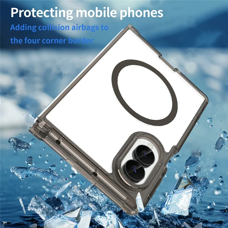 For Samsung Galaxy Z Fold8 Magnetic Case Clear PC + TPU Shockproof Phone Back Cover - Transparent Black
