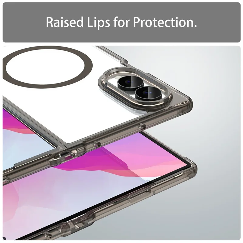 For Samsung Galaxy Z Fold8 Magnetic Case Clear PC + TPU Shockproof Phone Back Cover - Transparent Black