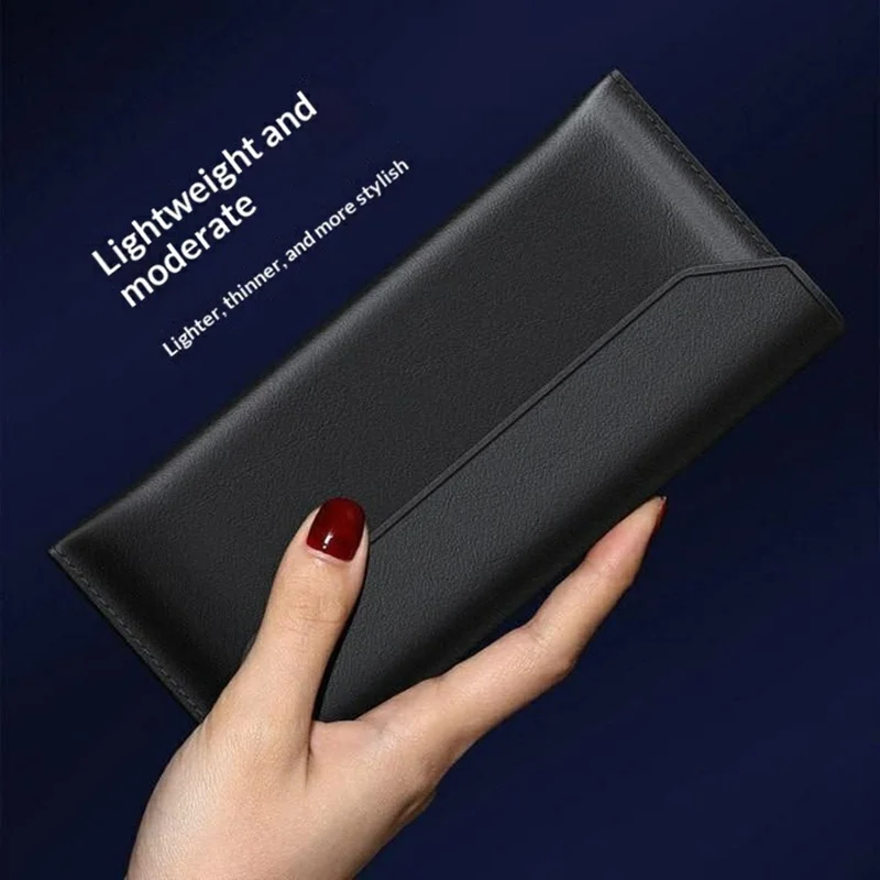 Envelope Style Case for Google Pixel 11 Pro Fold  /  10 Pro Fold  /  9 Pro Fold 5G Magnetic Closure Genuine Cow Leather Anti Drop Phone Cover - Black
