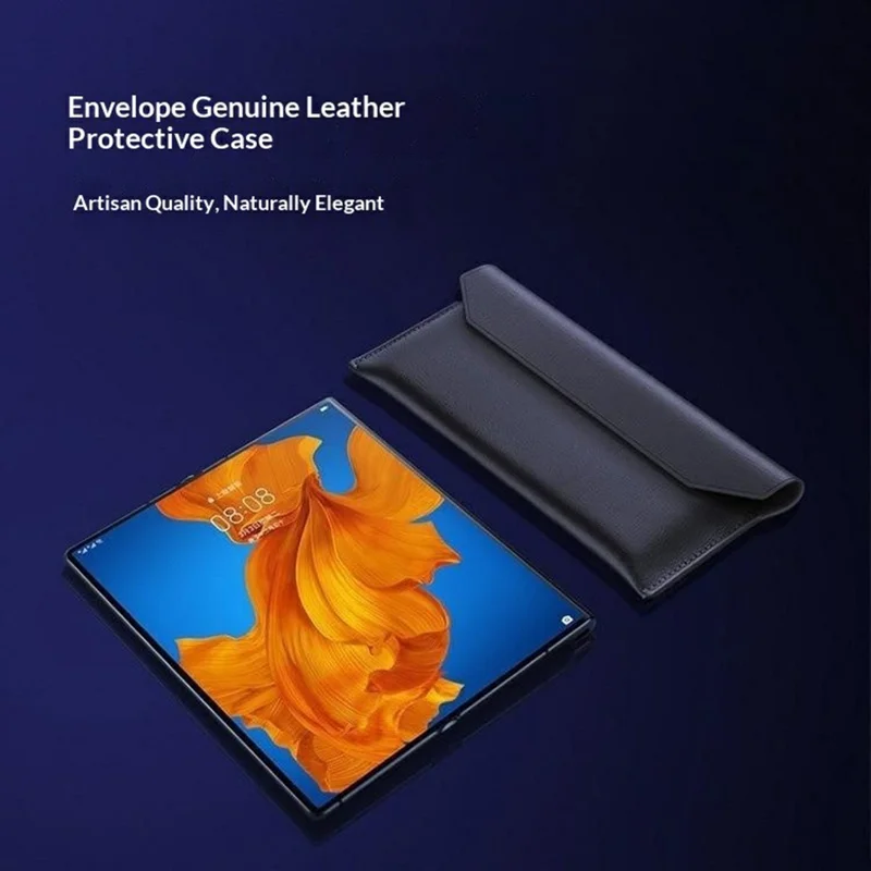 Envelope Style Case for Google Pixel 11 Pro Fold  /  10 Pro Fold  /  9 Pro Fold 5G Magnetic Closure Genuine Cow Leather Anti Drop Phone Cover - Black