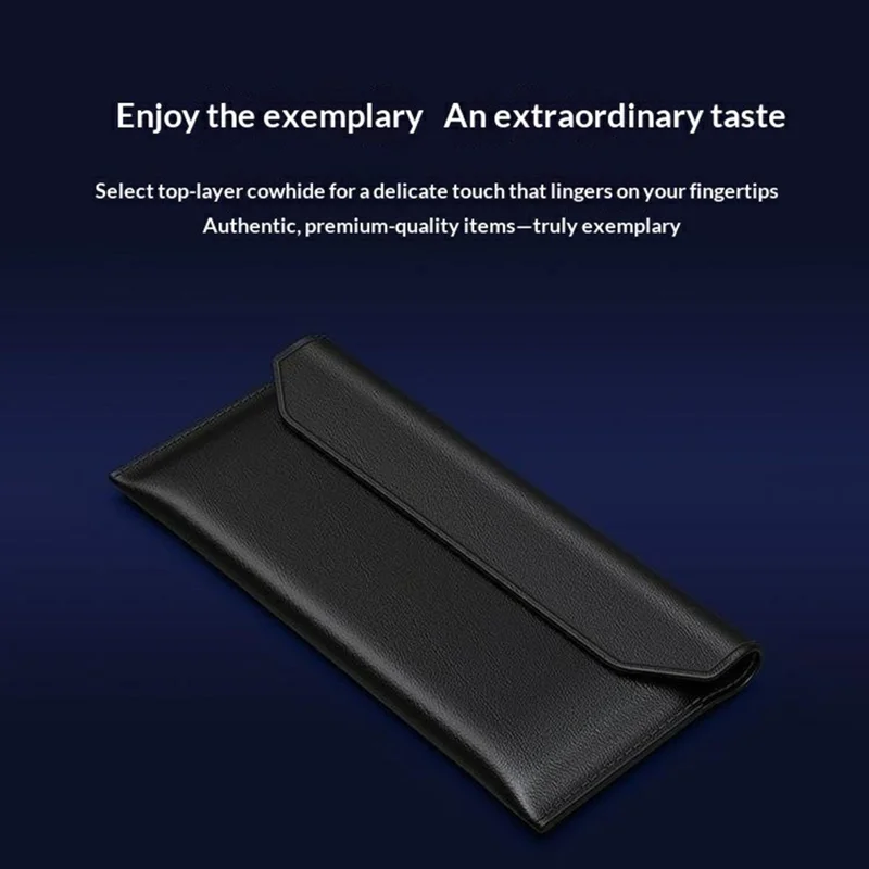 Envelope Style Case for Google Pixel 11 Pro Fold  /  10 Pro Fold  /  9 Pro Fold 5G Magnetic Closure Genuine Cow Leather Anti Drop Phone Cover - Black