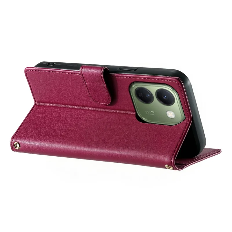 For vivo V80 Lite 5G Case Adorable Cat Pattern PU Leather Wallet Phone Cover with Wrist Strap - Rose