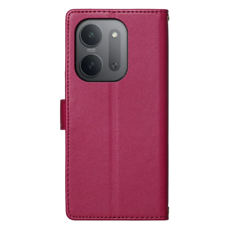 For Xiaomi Redmi 17C 5G Case Adorable Cat Pattern PU Leather Wallet Phone Cover with Wrist Strap - Rose