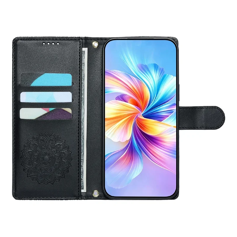 Custodia per Google Pixel 11a con Tastiera a Totem in Pelle Scamosciata con Portafoglio e Cinturino da Polso - Nero