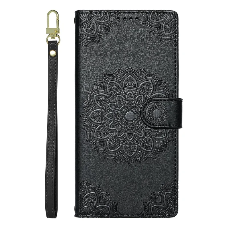 Custodia per Google Pixel 11a con Tastiera a Totem in Pelle Scamosciata con Portafoglio e Cinturino da Polso - Nero