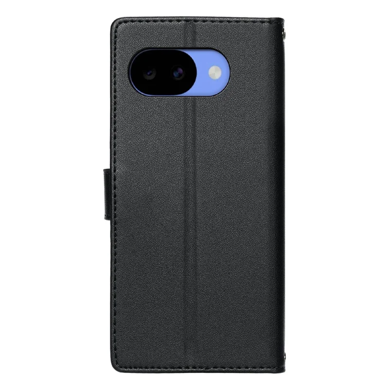 Custodia per Google Pixel 11a con Tastiera a Totem in Pelle Scamosciata con Portafoglio e Cinturino da Polso - Nero