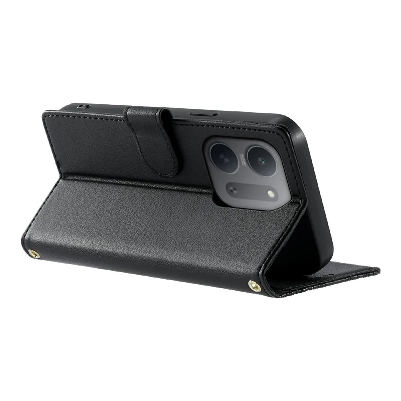For Xiaomi Redmi 17C 5G Case Embossed Totem Leather Flip Wallet Phone Cover with Wrist Strap - Black