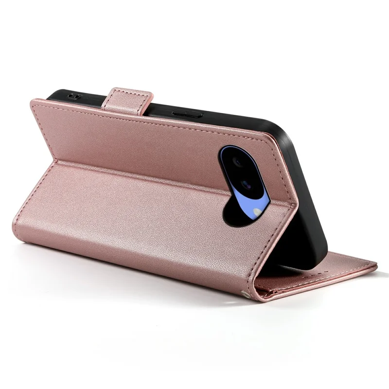 For Google Pixel 11a Stand Case PU Leather Wallet Phone Cover - Rose Gold