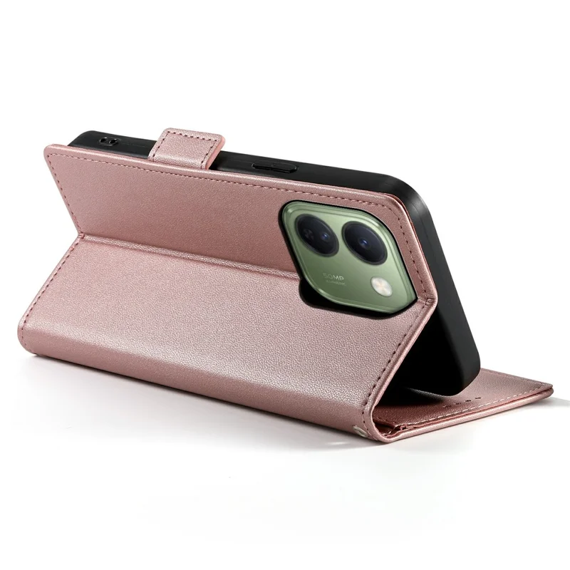For vivo V80 Lite 5G Stand Case PU Leather Wallet Phone Cover - Rose Gold