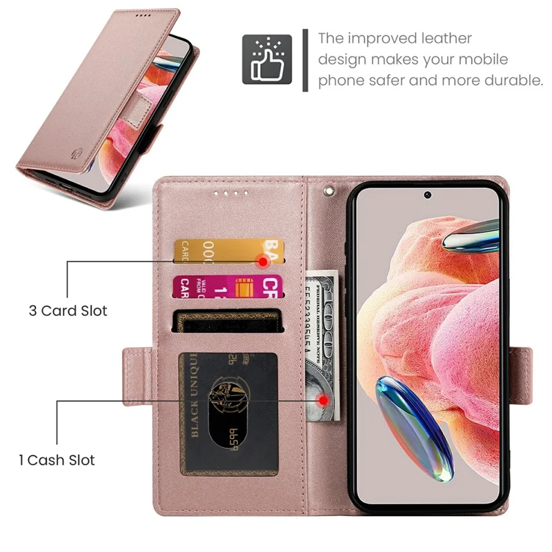 For Xiaomi Redmi 17C 5G Stand Case PU Leather Wallet Phone Cover - Rose Gold