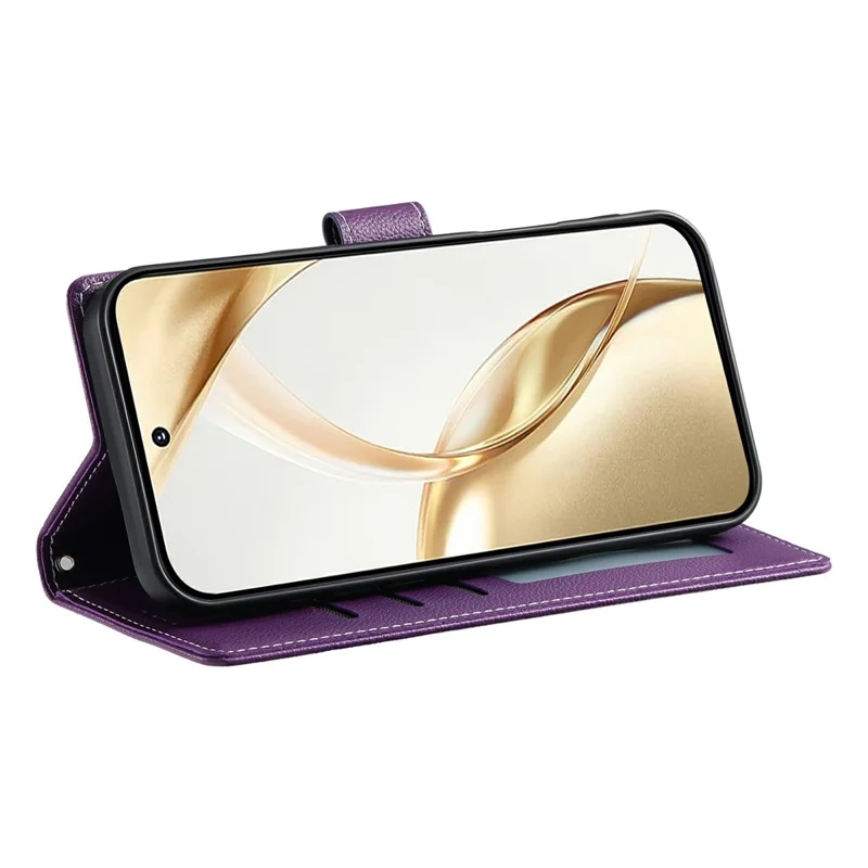 For Google Pixel 11a Case Magnetic Snap Litchi Texture Leather Wallet Phone Cover with Wrist Strap - Purple