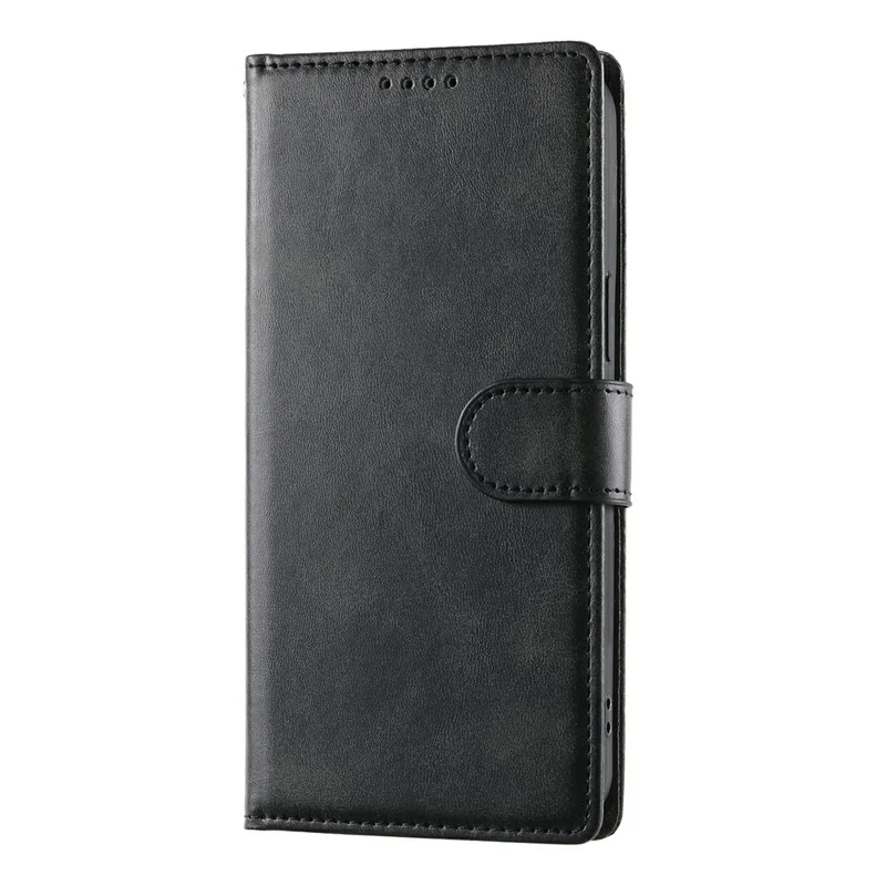 For Google Pixel 11a Phone Case Stand Wallet Calf Texture PU Leather Flip Phone Cover with Wrist Strap - Black