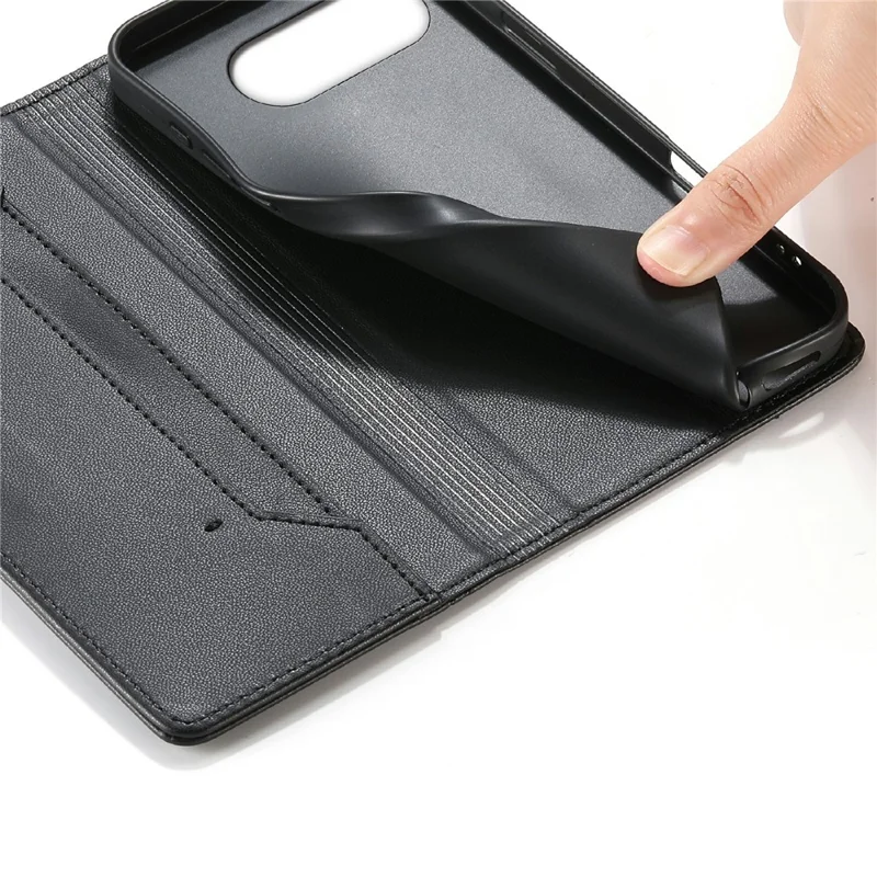 Für Google Pixel 11a Brieftasche Ständerhülle Linienstichung TPU PU Leder Handyhülle - Schwarz