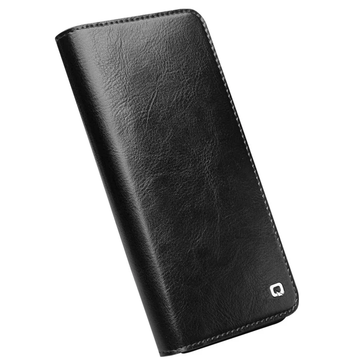 QIALINO For Samsung Galaxy S23+ Genuine Leather Case Drop-Proof Business Style Flip Cover Wallet Stand - Black
