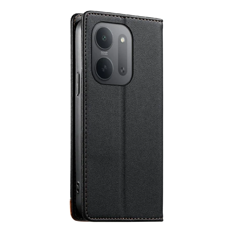 DIERFENG DF-018 For Xiaomi Redmi 17C 5G Case RFID Blocking Wallet Leather Phone Cover with Color Splicing Logo Corner - Black