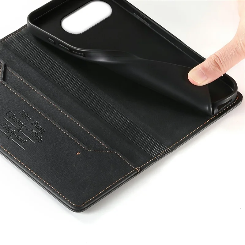 DIERFENG DF-019 For Google Pixel 11a Leather Wallet Case Magnetic Flip Cover with Card Slots RFID Blocking - Black