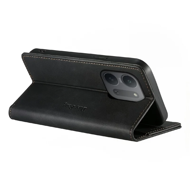 DIERFENG DF-019 For Xiaomi Redmi 17C 5G Leather Wallet Case Magnetic Flip Cover with Card Slots RFID Blocking - Black