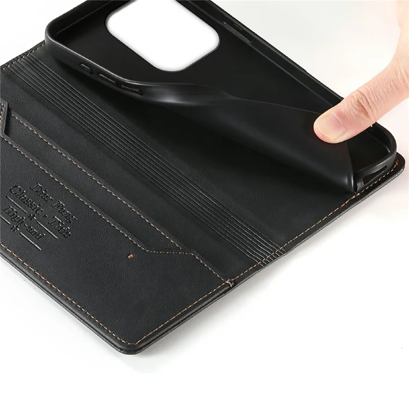 DIERFENG DF-019 For Xiaomi Redmi 17C 5G Leather Wallet Case Magnetic Flip Cover with Card Slots RFID Blocking - Black