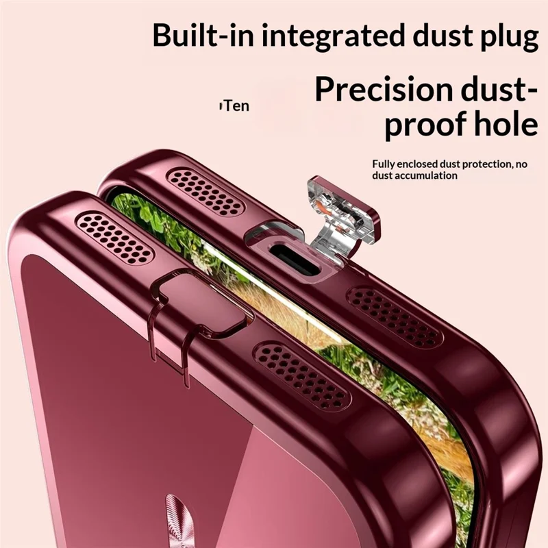 Cover per iPhone 18 Pro Max con Telaio Galvanizzato Cover Trasparente in TPU Compatibile con MagSafe - Rosso Ciliegia