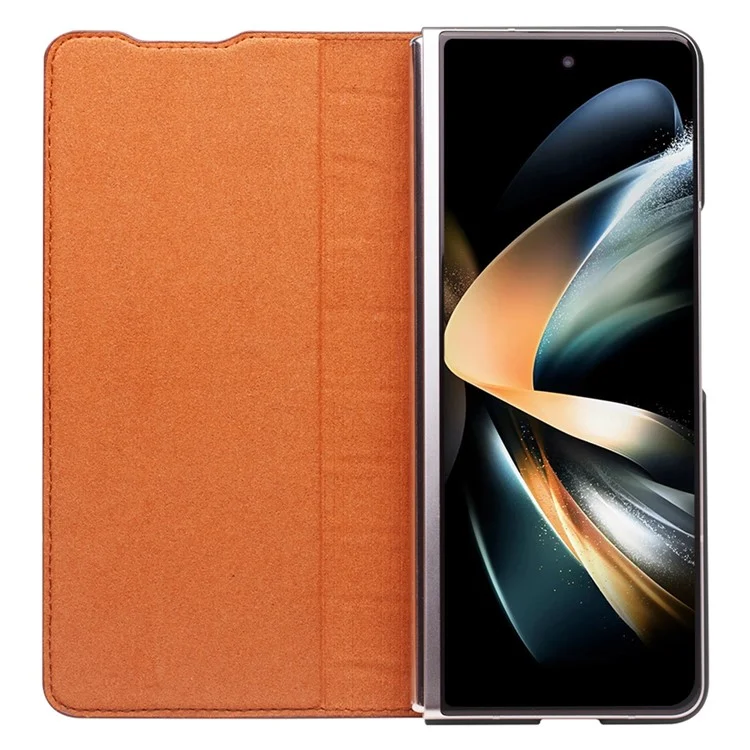 Чехол для телефона QIALINO из текстуры крокодиловой кожи для Samsung Galaxy Z Fold4 5G, деловой стиль, противоударный чехол из воловьей кожи - коричневый