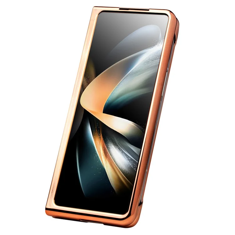 Caixa de Telefone Eletroplatada Qialino Para Samsung Galaxy Z Fold4 5g Cappa de PC Rígida Para Choque Chusta Vista de Telefone Vista de Telefone Com Filme de Vidro Temperado - Preto