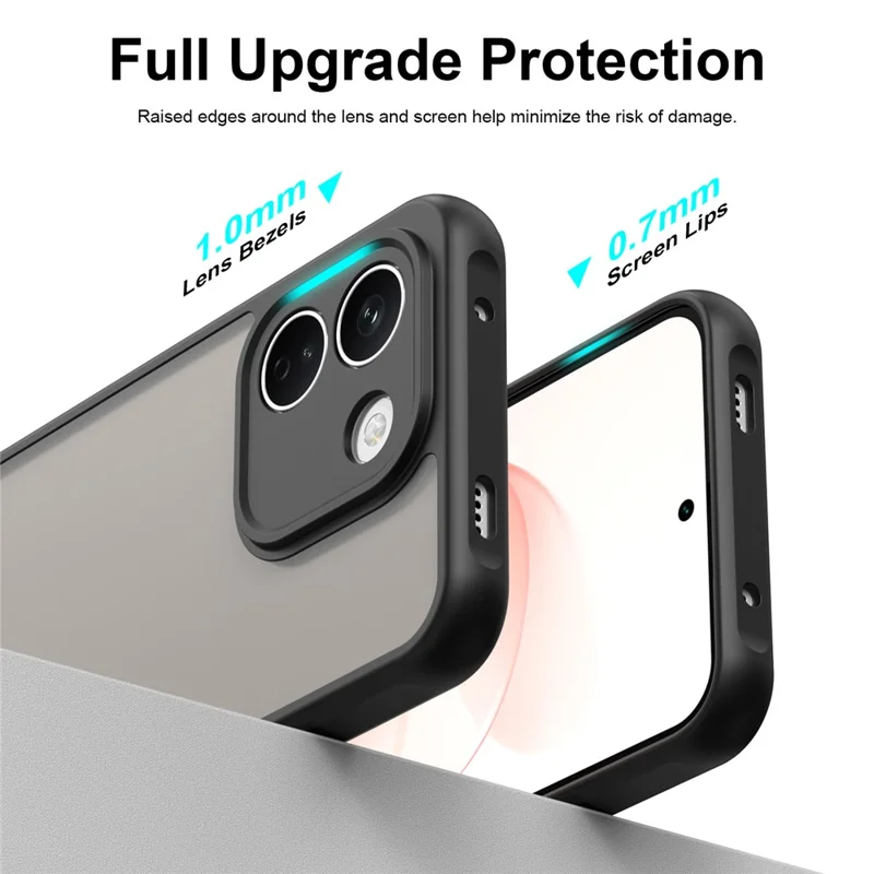 Für Xiaomi Redmi Note 17 Pro Max 5G / Note 17 Pro+ 5G Hülle Matt durchsichtig PC + TPU Handyrückseite – Schwarz