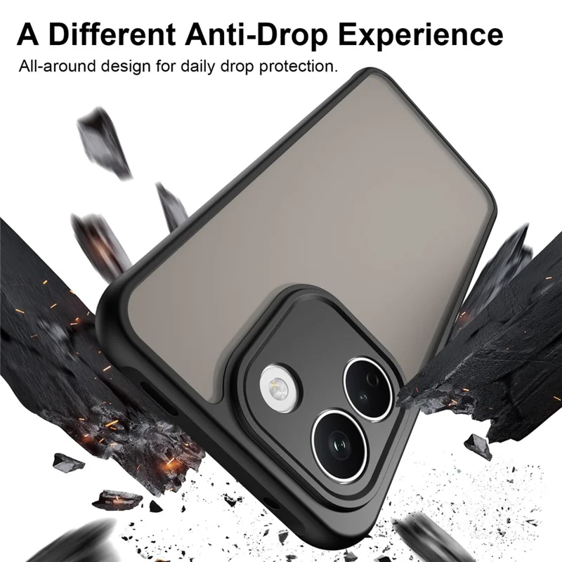 Für Xiaomi Redmi Note 17 Pro Max 5G / Note 17 Pro+ 5G Hülle Matt durchsichtig PC + TPU Handyrückseite – Schwarz