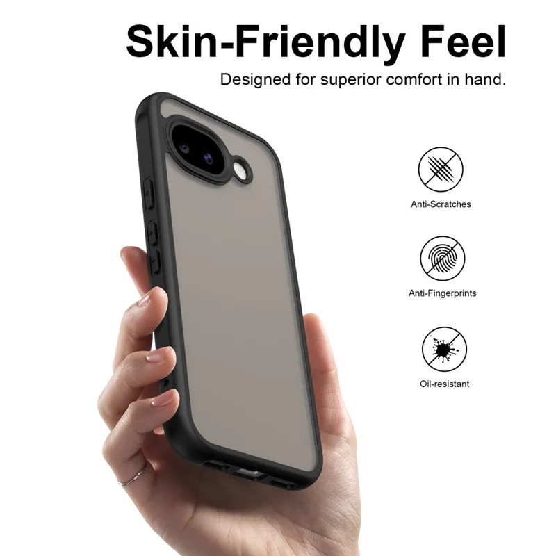 For Google Pixel 11a Case Frosted Translucent PC + TPU Phone Back Cover - Black