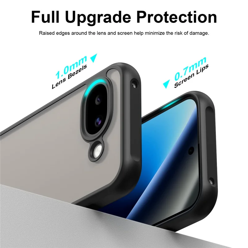 For Google Pixel 11a Case Frosted Translucent PC + TPU Phone Back Cover - Black