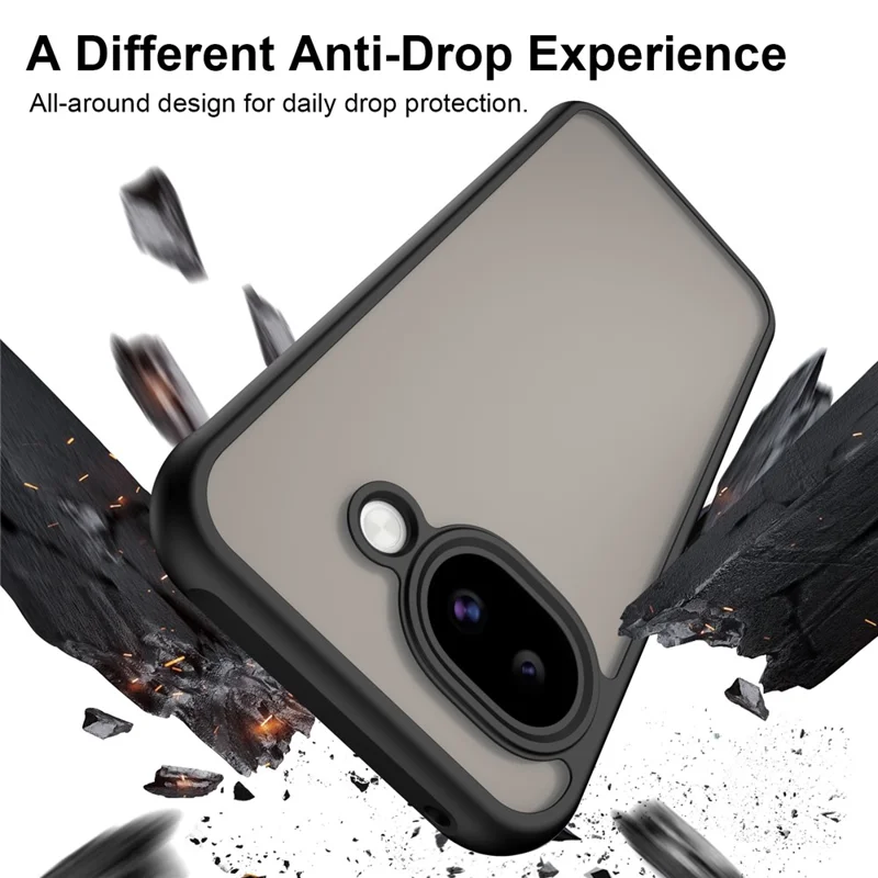 For Google Pixel 11a Case Frosted Translucent PC + TPU Phone Back Cover - Black