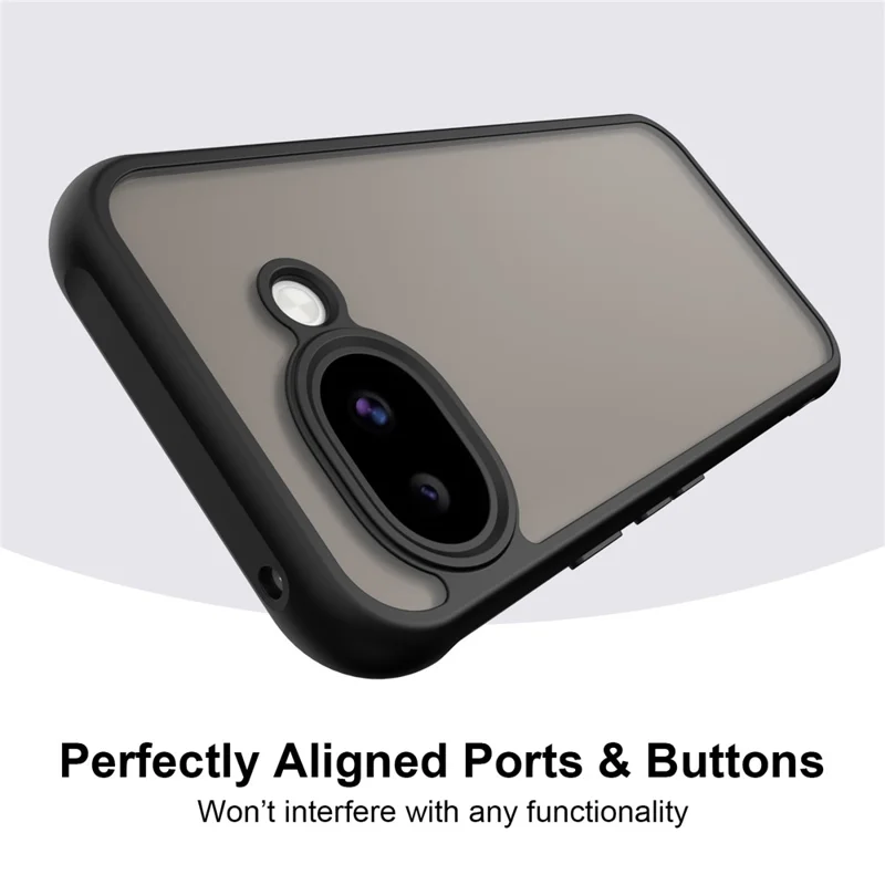 For Google Pixel 11a Case Frosted Translucent PC + TPU Phone Back Cover - Black