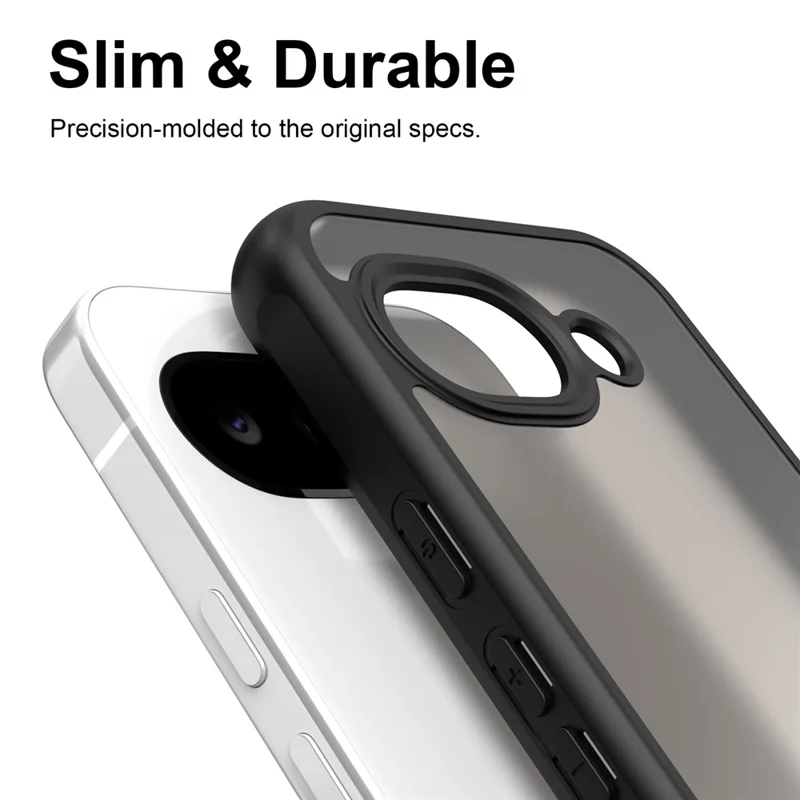 For Google Pixel 11a Case Frosted Translucent PC + TPU Phone Back Cover - Black