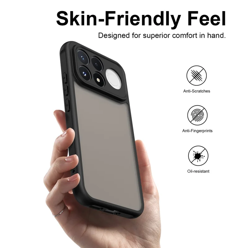 For Xiaomi Poco F9 Pro 5G Case Frosted Translucent PC + TPU Phone Back Cover - Black
