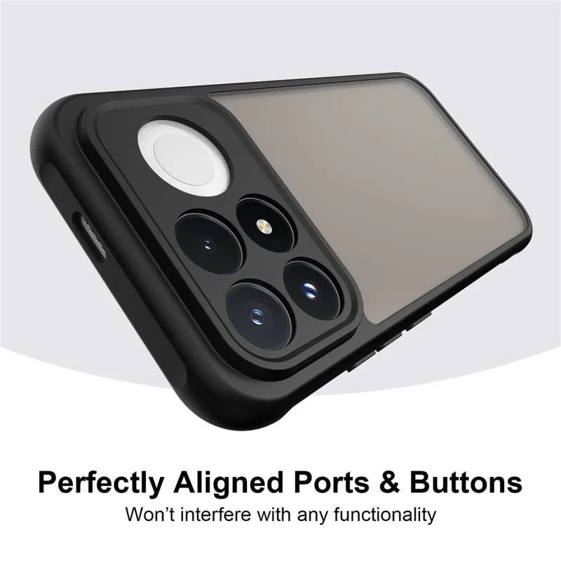 For Xiaomi Poco F9 Pro 5G Case Frosted Translucent PC + TPU Phone Back Cover - Black