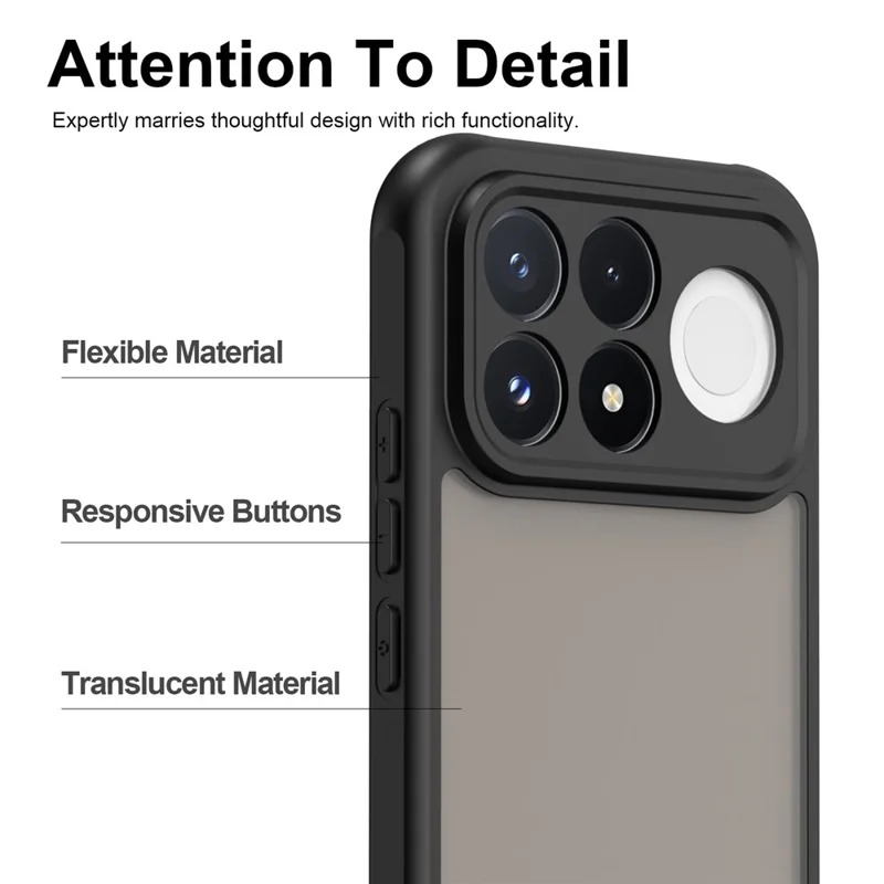 For Xiaomi Poco F9 Pro 5G Case Frosted Translucent PC + TPU Phone Back Cover - Black